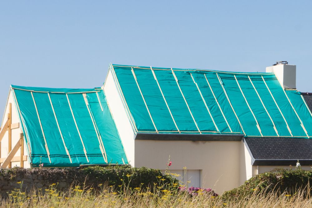 A tarped roof in Florida